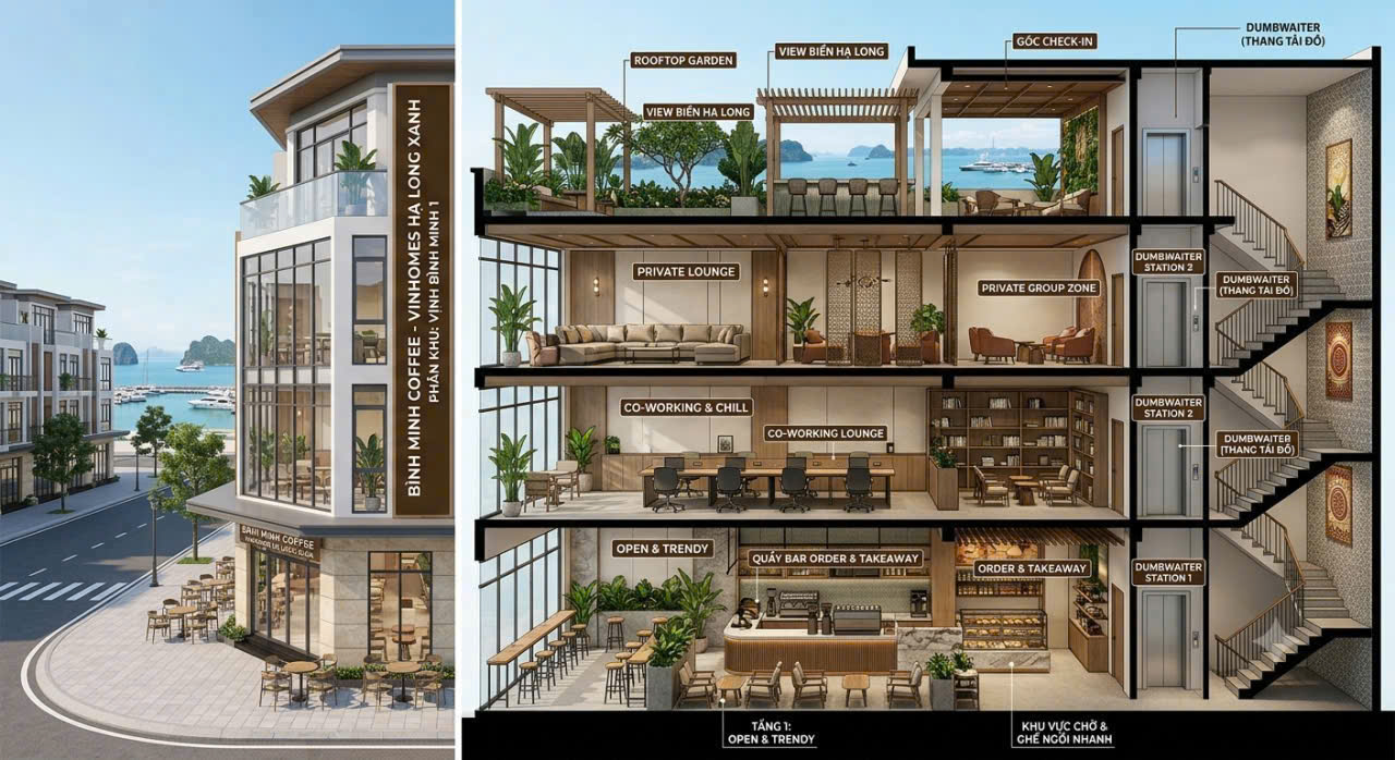 Mặt cắt công năng nhà liền kề - Vinhomes Global Gate Hạ Long