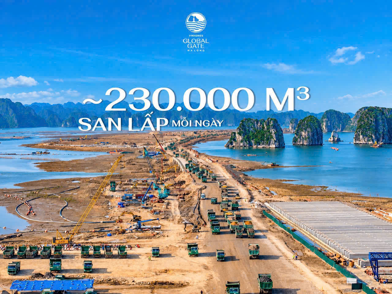 San lấp khoảng 230.000 m³ mỗi ngày (09/2026) - Vinhomes Global Gate Hạ Long